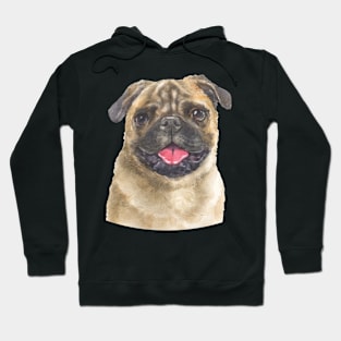 Cute Fawn Pug Watercolor Art Hoodie